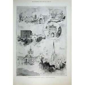  Sketches Norwich Cathedral & Town 1894 Antique Print