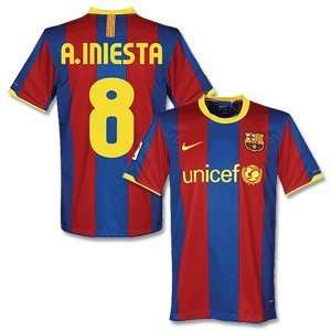   11 Barcelona Home Jersey + A.Iniesta 8 (Fan Style)