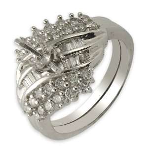   Six Prong Bridal Set (Semi mount Ring With Wedding Band) in 14k White