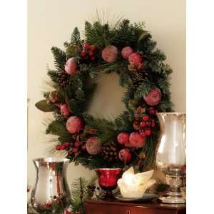  Rustic Christmas Holiday Apple & Pinecone Wreath   23 By 
