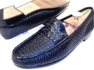 Bruno Magli Mens Woven Black Italian Dress Shoes Loafers 11 M  