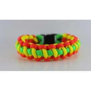  Orange, Lime Green and Yellow Paracord Bracelet   7 Inches 