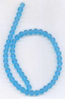 Turquoise Blue Frosted Beach Sea Glass 6mm Round Beads  