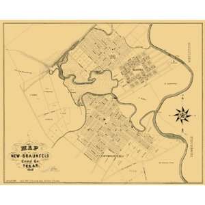 NEW BRAUNFELS TEXAS (TX) LANDOWNER MAP 1868