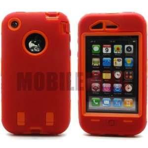 Rugged Shock Proof Protector Case Red Silicone Cover on Orange Rugged 