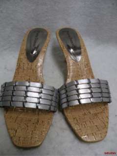 Pierre Dumas Slide Sandals Silver 9B 3Heel NEW  