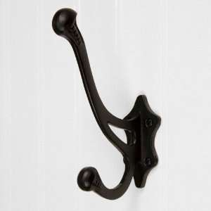   Coat Hook with Leaf Backplate   Black Powder Coat