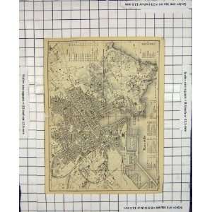  Antique Map Italy Street Plan Marseille France Bassin 