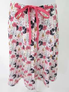 MILLY White Pink Cotton Floral Print A Line Skirt Sz 2  
