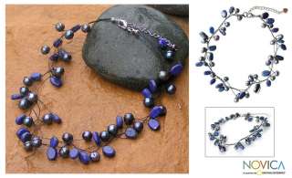 ETHEREAL~handmade CHOKER necklace~Pearl Lapis Lazuli  