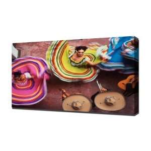  Mexican Dancers   Canvas Art   Framed Size 12x16   Ready 
