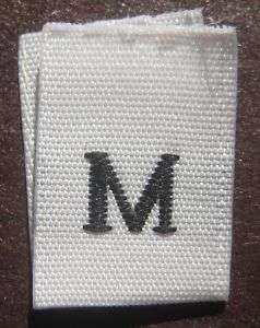 100 WHITE WOVEN CLOTHING LABELS SIZE TAGS   MEDIUM   M  
