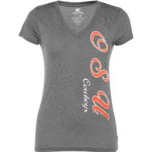   State Cowboys Womens Heathered Charcoal Cannon Tee
