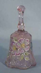 Fenton Glass Hand Painted Small Pink Bell  