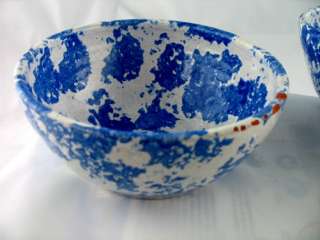 Cole Pottery Kenneth George Blue Spatter Sponge Bowls  
