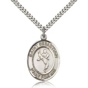 925 Sterling Silver St. Saint Sebastian/Martial Arts Medal Pendant 1 