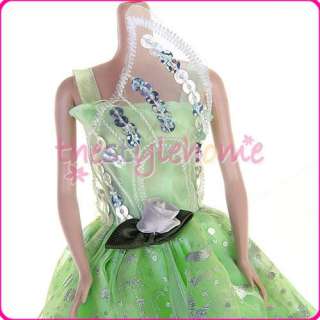 Lime Princess Party Gown Dress for Barbie Blythe Dolls  