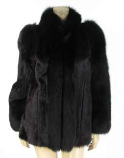Vintage Lesley Roberts Black Dark Brown Mink Fur Short Stroller Coat 