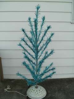 Very RARE OLD 4 Foot Aluminum Christmas Tree in ICY BLUE with 