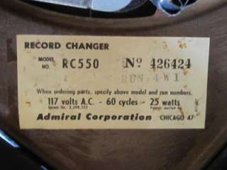 Vintage Antique Admiral Phonograph Radio Model 5M21 N Bakelite   Exc 