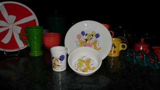 PARTY ANIMAL fiesta ware 3 pc childs place setting new WHITE 1ST htf 