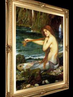 WATERHOUSE THE MERMAID LARGE FRAMED CANVAS GICLEE REPRO  