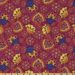 44 Wide Road to Marrakech Large Floral Fuchsia Fabric By The Yard