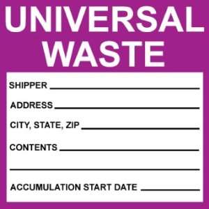 Hazard Labels, Hazardous Materials Shipping, Universal Waste, 6X6 