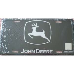  John Deere Black License Plate silver LOGO Patio, Lawn & Garden