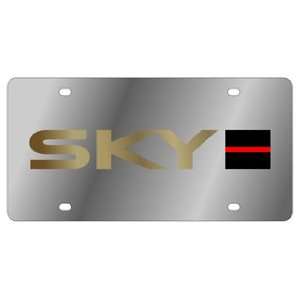  Sky   Red Line   License Plate   Stainless Style 