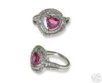 18K WG Ladies Diamond Pink Sapphire Heart Ring  