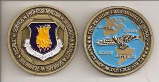 Unique US Air Force 22 ARW Mcconnell AFB Challenge Coin  