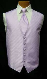   Lavender Patterned Fullback Vest & Long Tie Tuxedo Wedding Prom  