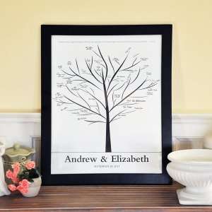  Family Tree Personalized Canvas Signature Guest Book (Black 