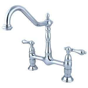  Brass PKS1171AL 8 inch center spread deck mount bridge kitchen faucet