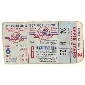   1957 World Series Game 6 Ticket Yankees Braves 