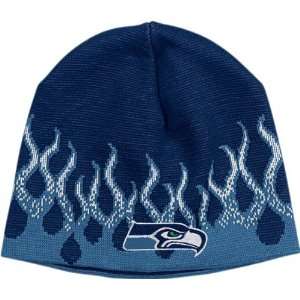 Seattle Seahawks Flame Cuffless Knit Hat  Sports 