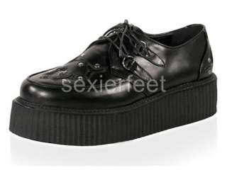 Demonia 2 P/F Metal Stud Veggie Pu Creeper Shoe. Color Black Pu