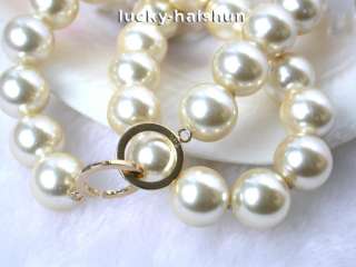 18 16mm champagne south sea shell pearls necklace 9KT  