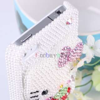Pearl 3D Hello Kitty Case Cover for iPhone 4 Purple bow  