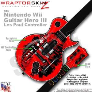 Big Kiss Black on Red Skin by WraptorSkinz TM fits Nintendo Wii Guitar 