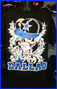 Dallas Cowboys Black Skull FINGER T shirt L XL 2xl 3XL 4XL Jersey 
