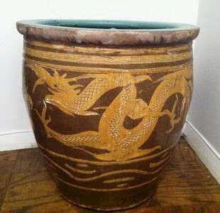 Large Antique Chinese Dragon Egg Crate Jar Garden Pot  