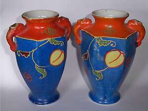 Made in Japan 5 Art Nouveau Hand Painted Moriage Vases  