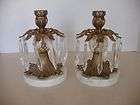 Antique Pair Brass Prisms Candle Holders CandleStic​ks
