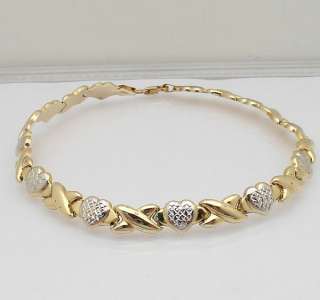 Hearts & Kisses Anklet Bracelet 14K Yellow White Gold  