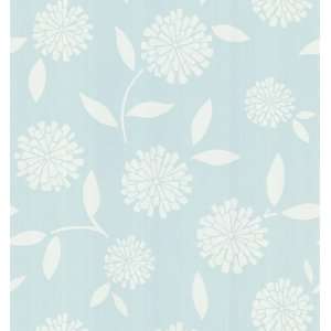   141 62119 Zinnia Flower Wallpaper, Light Blue