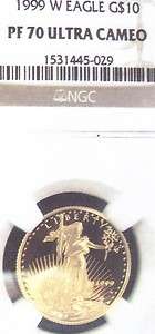 1999 W $10 GOLD AMERICAN EAGLE  PF70   ULTRA CAMEO  