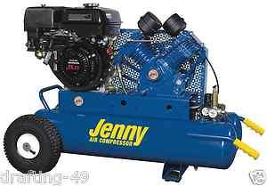 NEW Jenny Products Air Compressor G8HGA 15P 2 Honda 8 HP Gas Engine 
