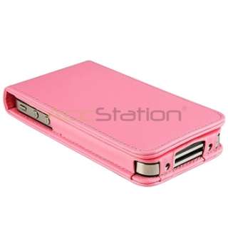 PINK LEATHER FLIP CASE POUCH COVER for iPhone 4 4S 4G 4GS 4G 4TH 